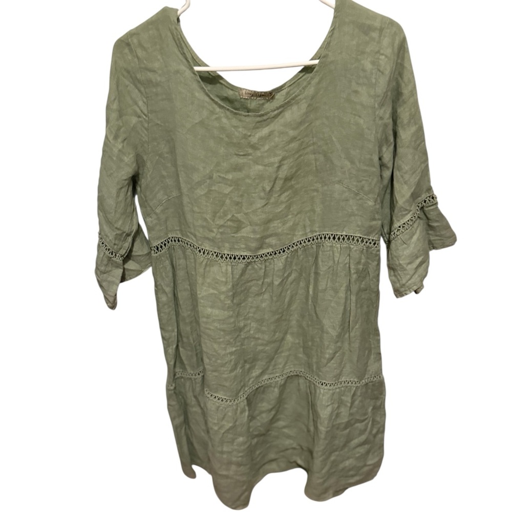 Lungo L'arno Linen Green Dress Women’s Size Large Made in Italy small